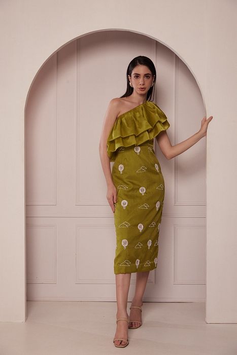 A model showcasing Pear Ruffled Dress by Fuga Clothing from Fuga Clothing's collection