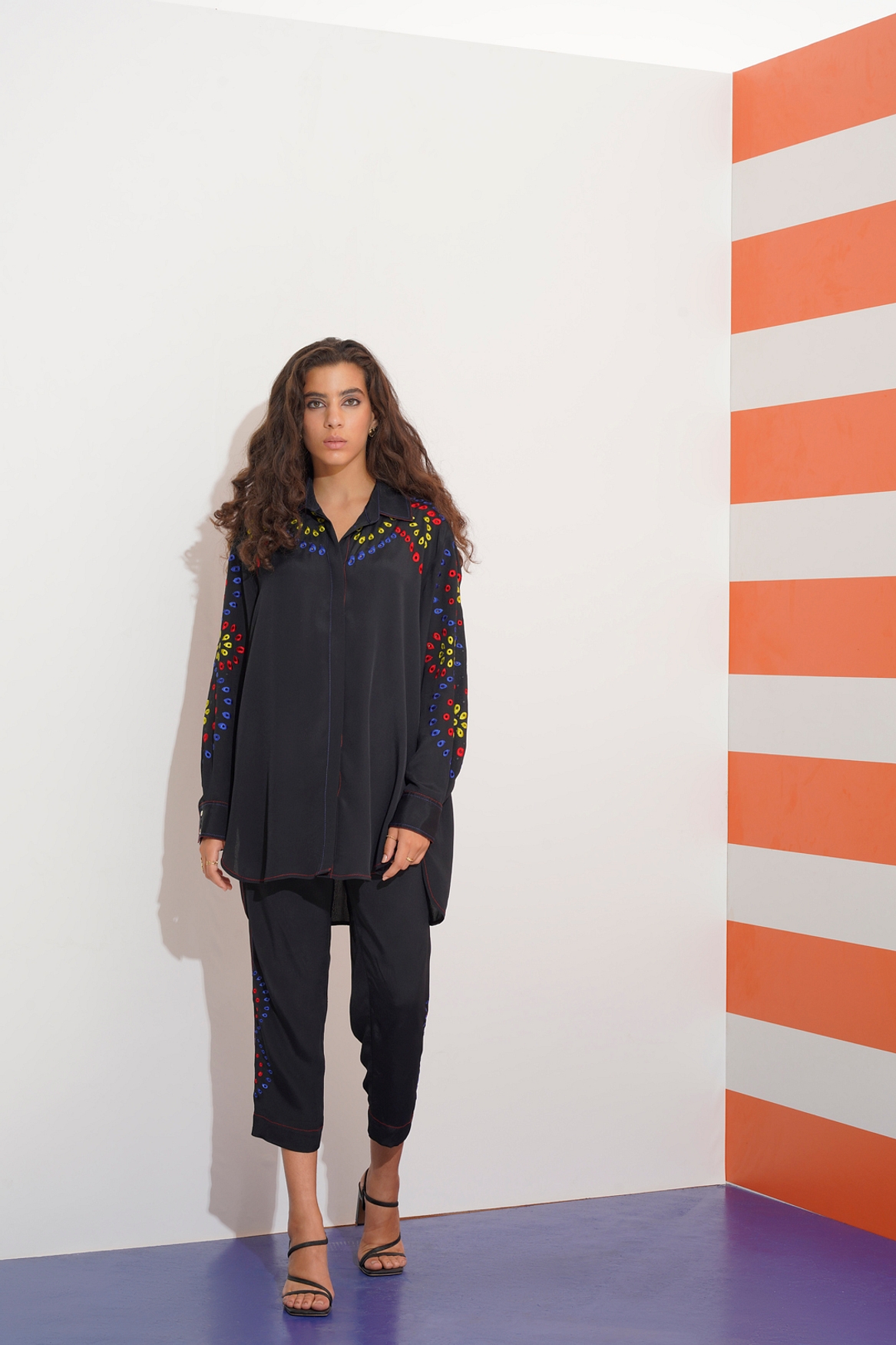 A model showcasing Octavia Embroidered Shirt Feature image by Stitch Stories from Stitch Stories's collection