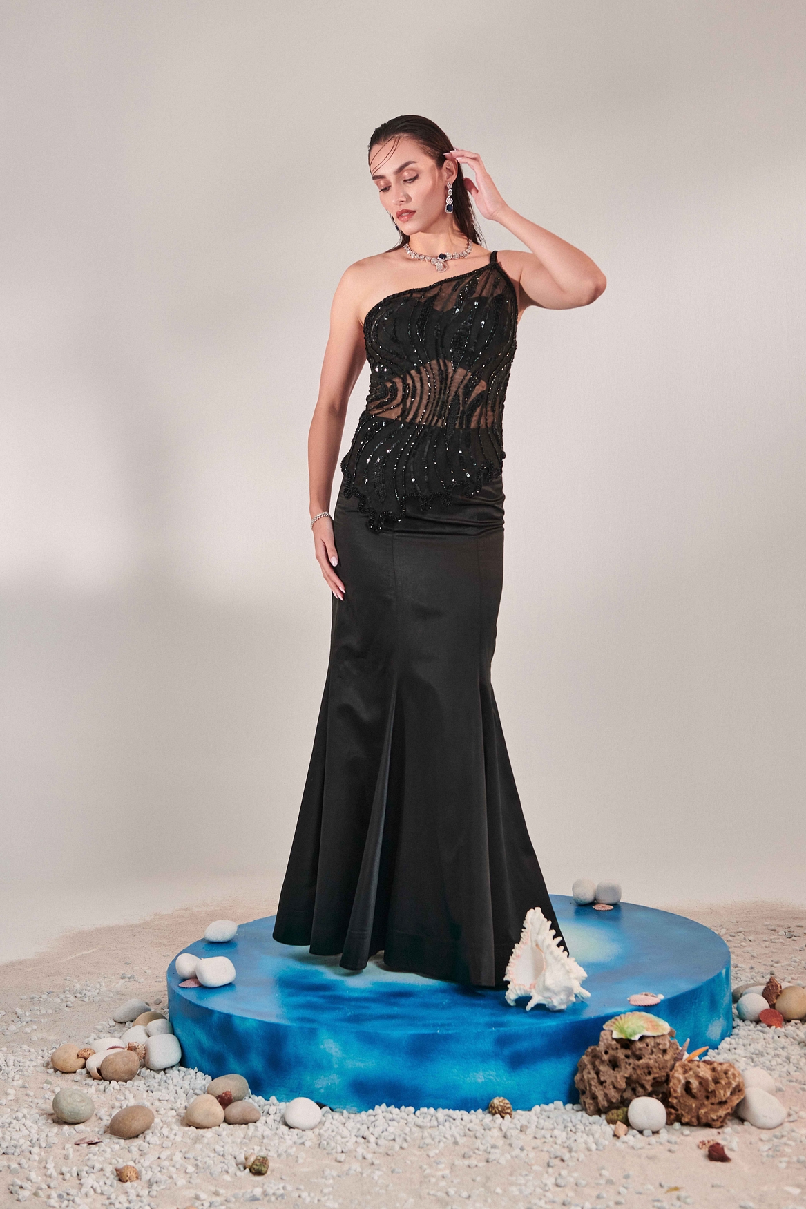 A model showcasing Corset Top And Skirt Set Feature image by One Knot One from One Knot One's collection