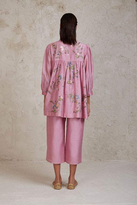 A model showcasing Sabi Pink Coordinate Set by Sue Mue from Sue Mue's collection
