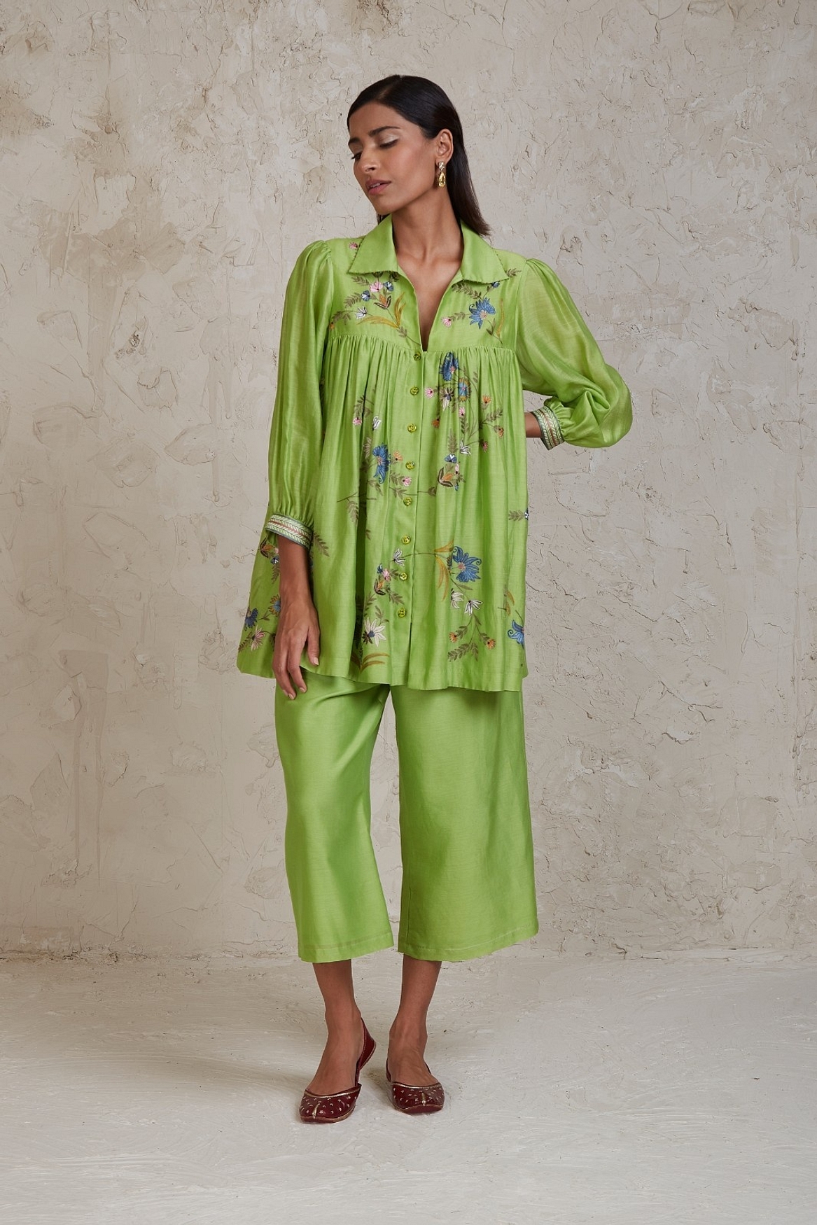 A model showcasing Green Sabi Coordinate Set Feature image by Sue Mue from Sue Mue's collection