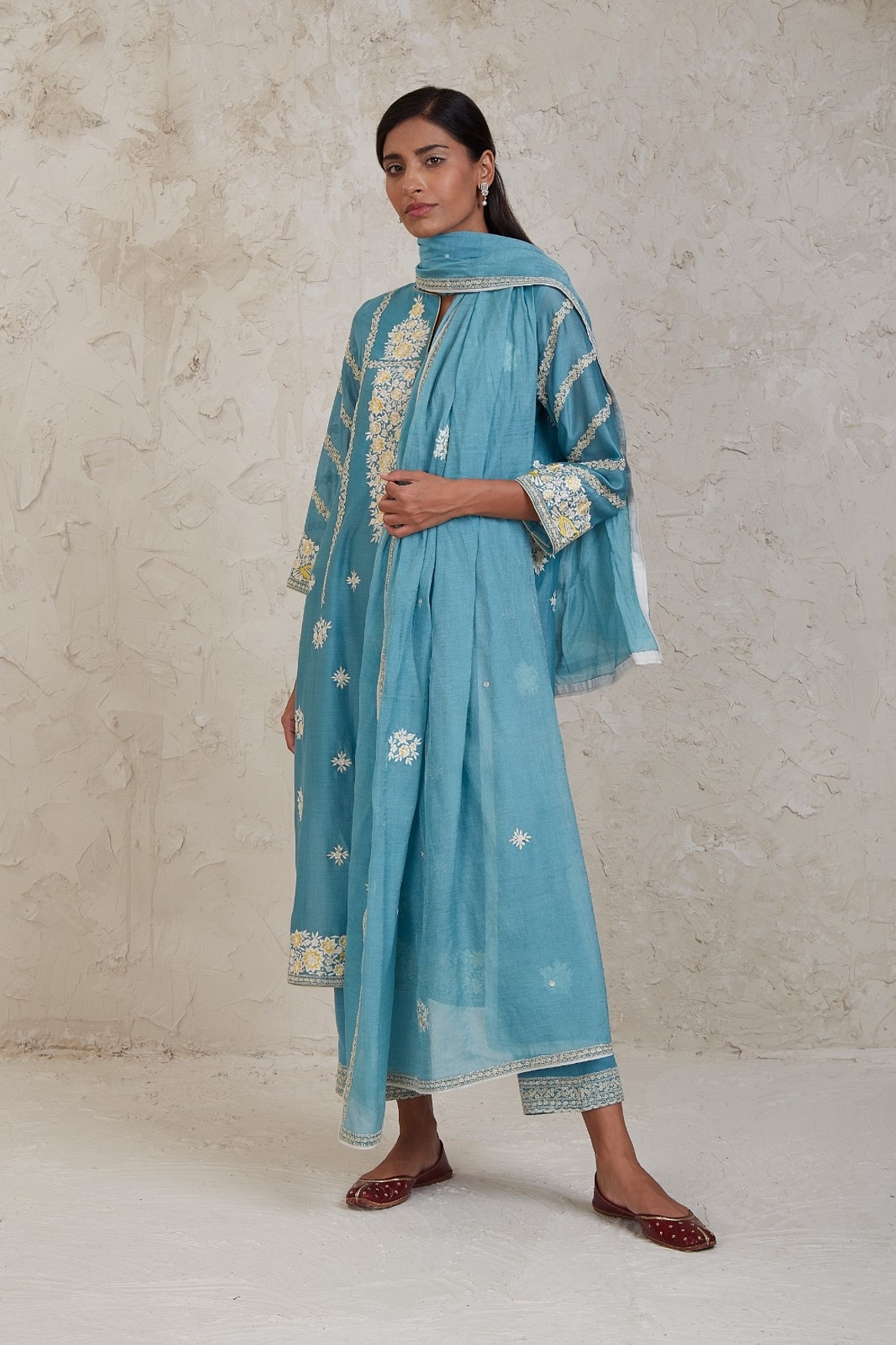 A model showcasing Blue Umaiza Kurta Set Feature image by Sue Mue from Sue Mue's collection