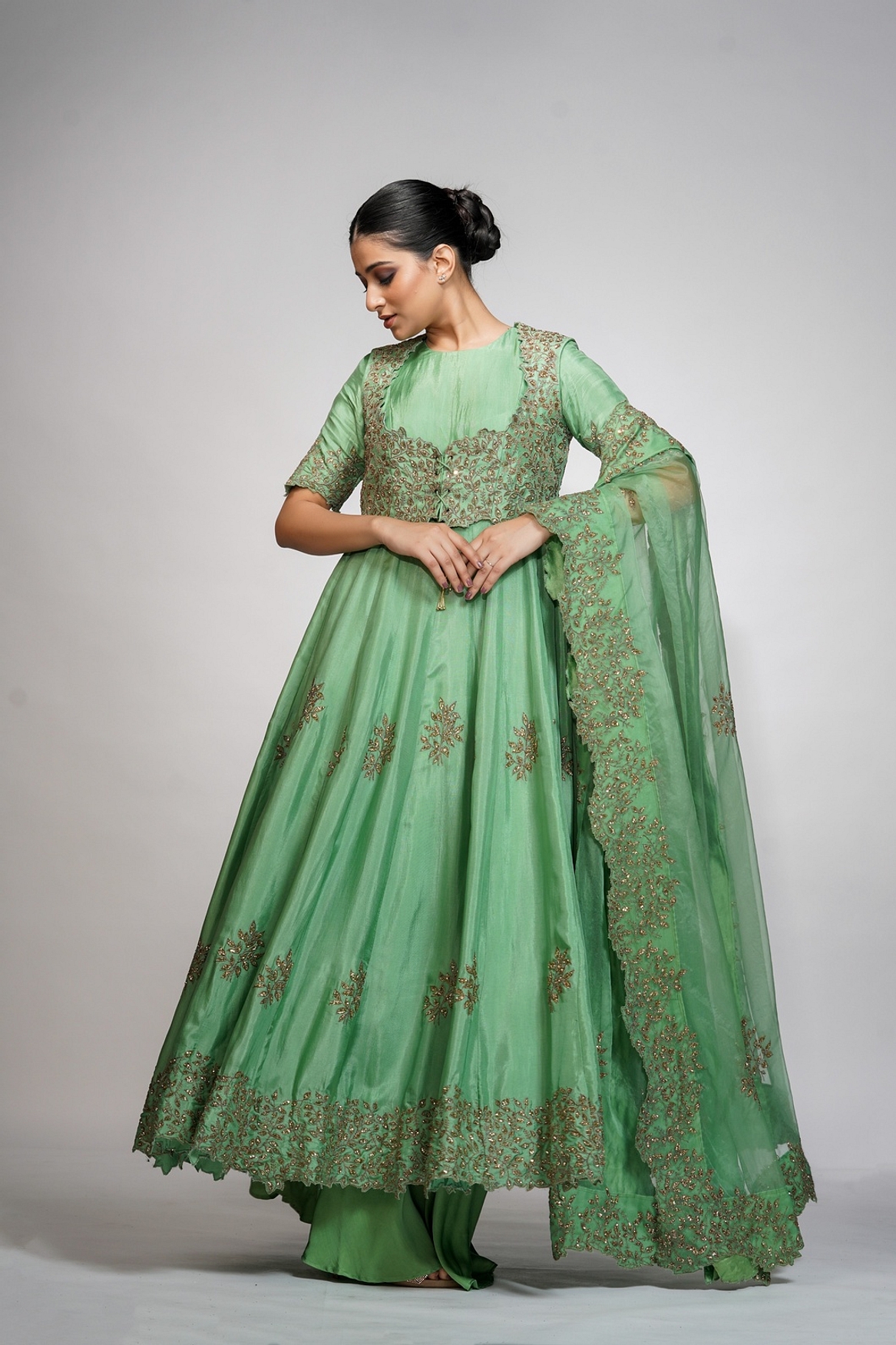 A model showcasing Classic Jacket Anarkali Feature image by Shruti S Label from Shruti S Label's collection