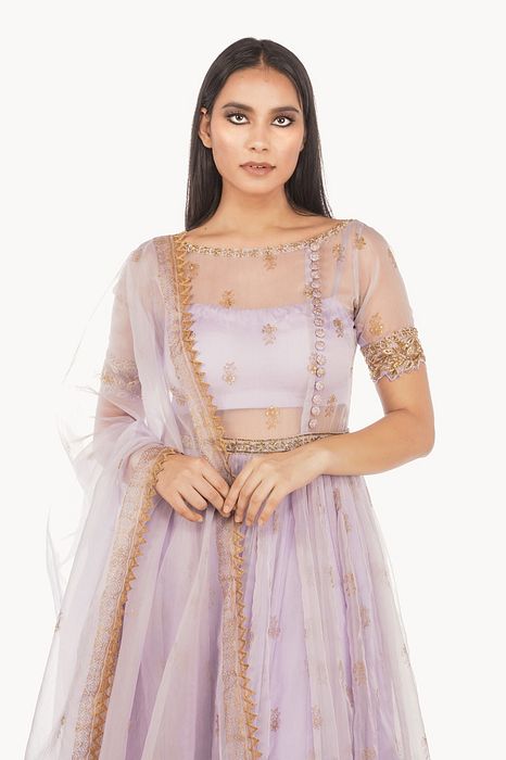 A model showcasing Sheer Organza Anarkali by Shruti S Label from Shruti S Label's collection