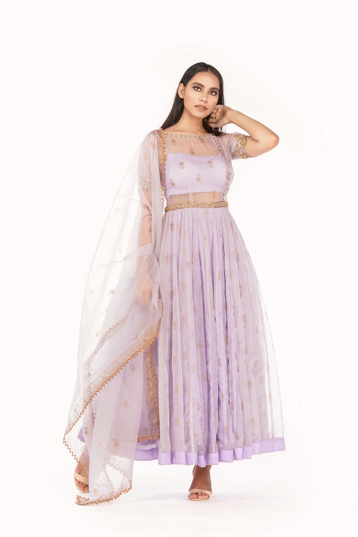 A model showcasing Sheer Organza Anarkali Feature image by Shruti S Label from Shruti S Label's collection