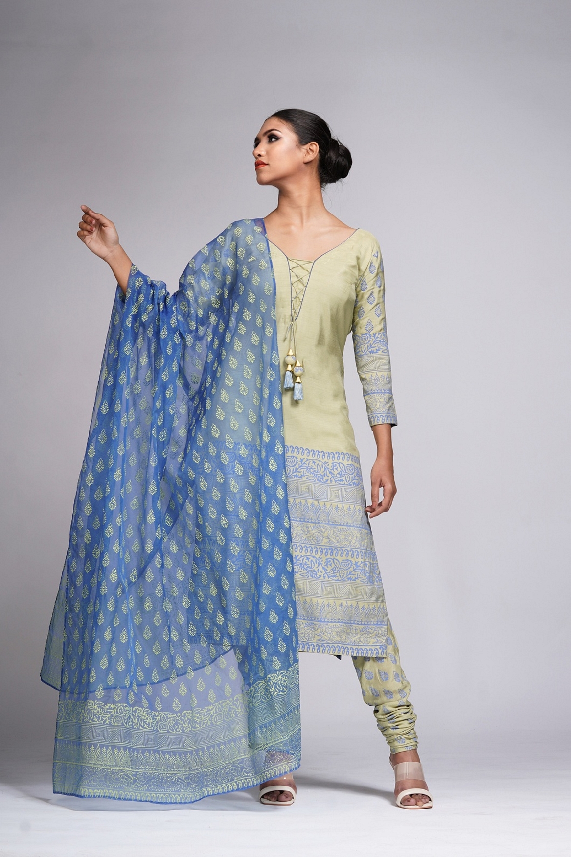 A model showcasing Hand Painted Churidaar Suit Feature image by Shruti S Label from Shruti S Label's collection