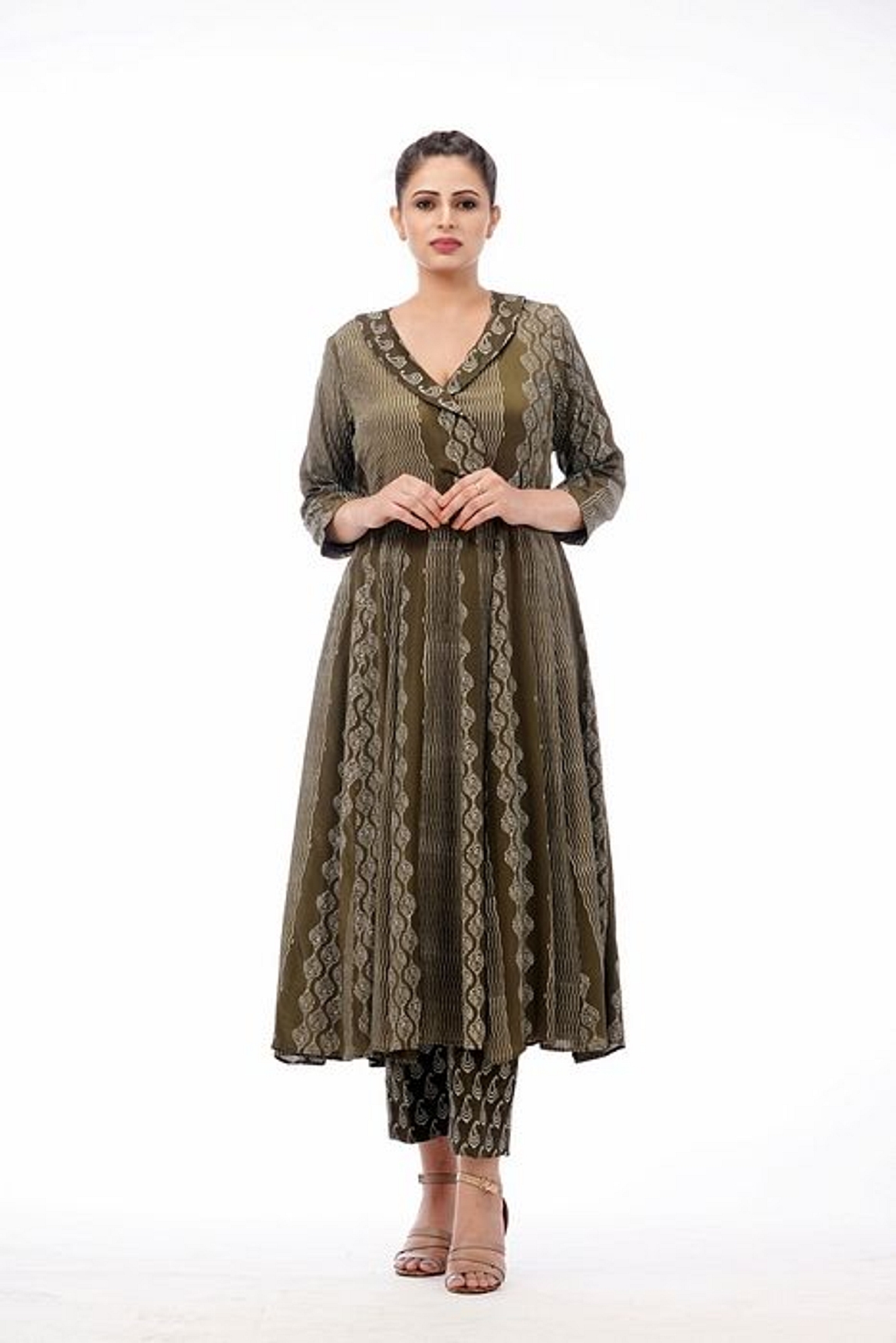 A model showcasing Hand Painted Kalidaar Suit Feature image by Shruti S Label from Shruti S Label's collection