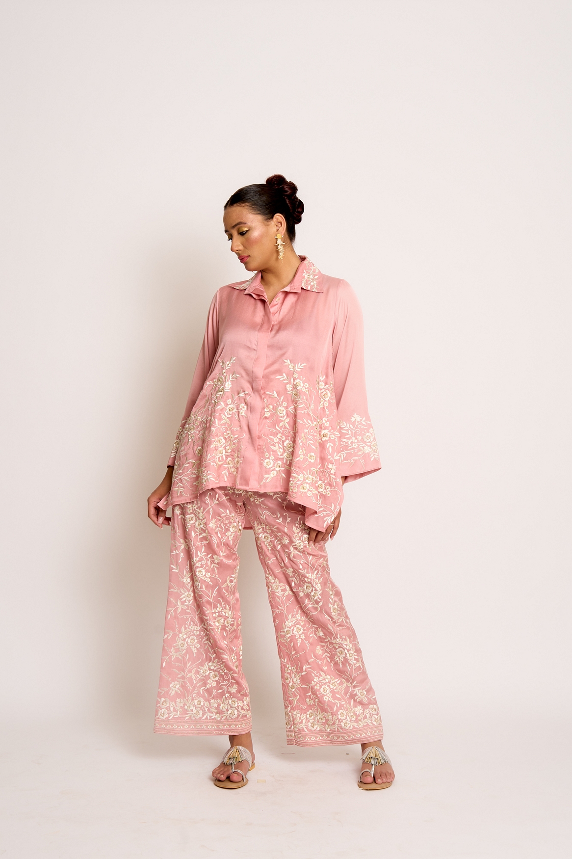 A model showcasing Blush Pink Alaya Twin Set Feature image by Ashtar from Ashtar's collection