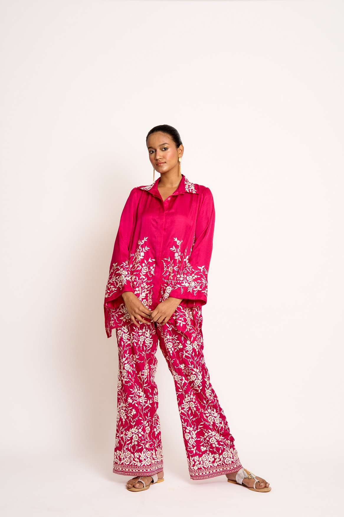 A model showcasing Rani Pink Alaya Twin Set Feature image by Ashtar from Ashtar's collection